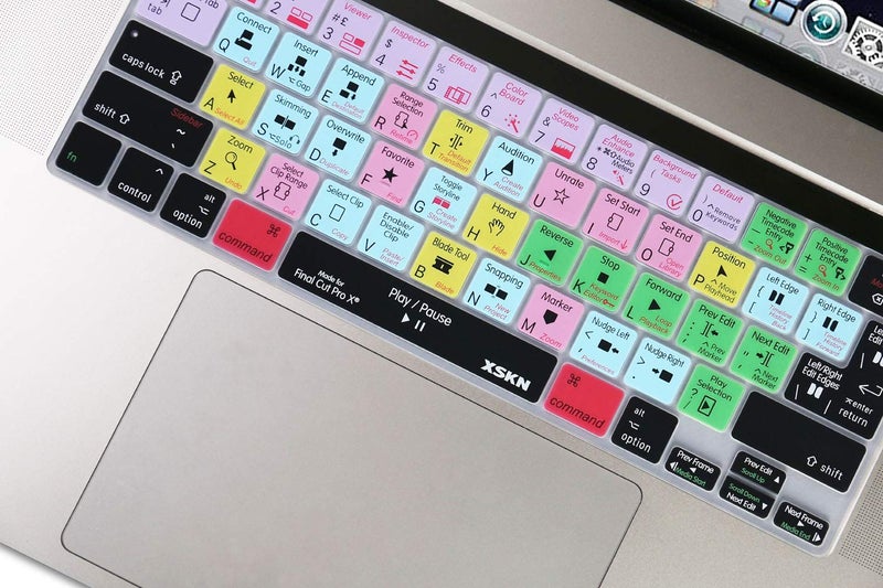 XSKN Final Cut Pro English Shortcuts Silicone Keyboard Cover Skin for Touch Bar Models 2019 MacBook Pro 16 inch A2141 2020 MacBook Pro 13.3 inch A2251 A2289 A2338 M1 Keyboard US&EU Version - Image 3